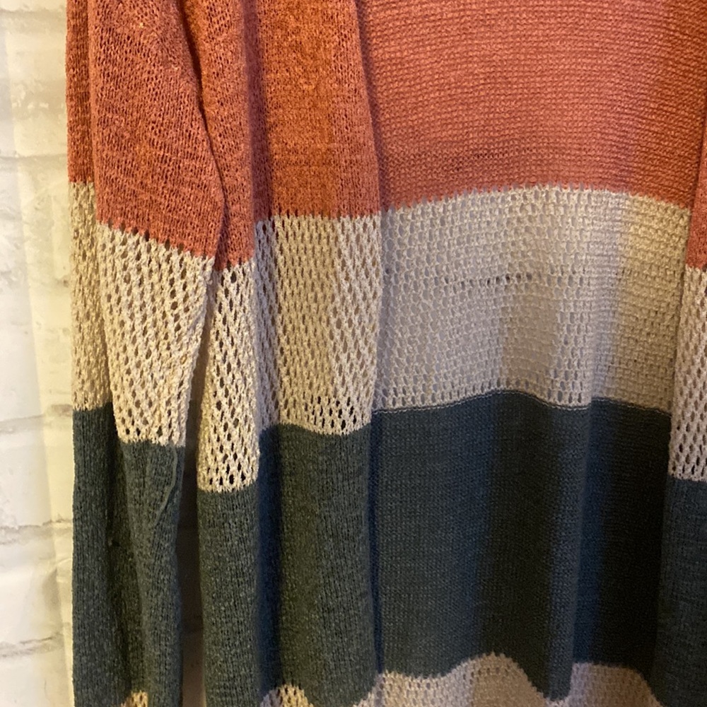 New Maurices Color Block Open Stitch Duster - image 6